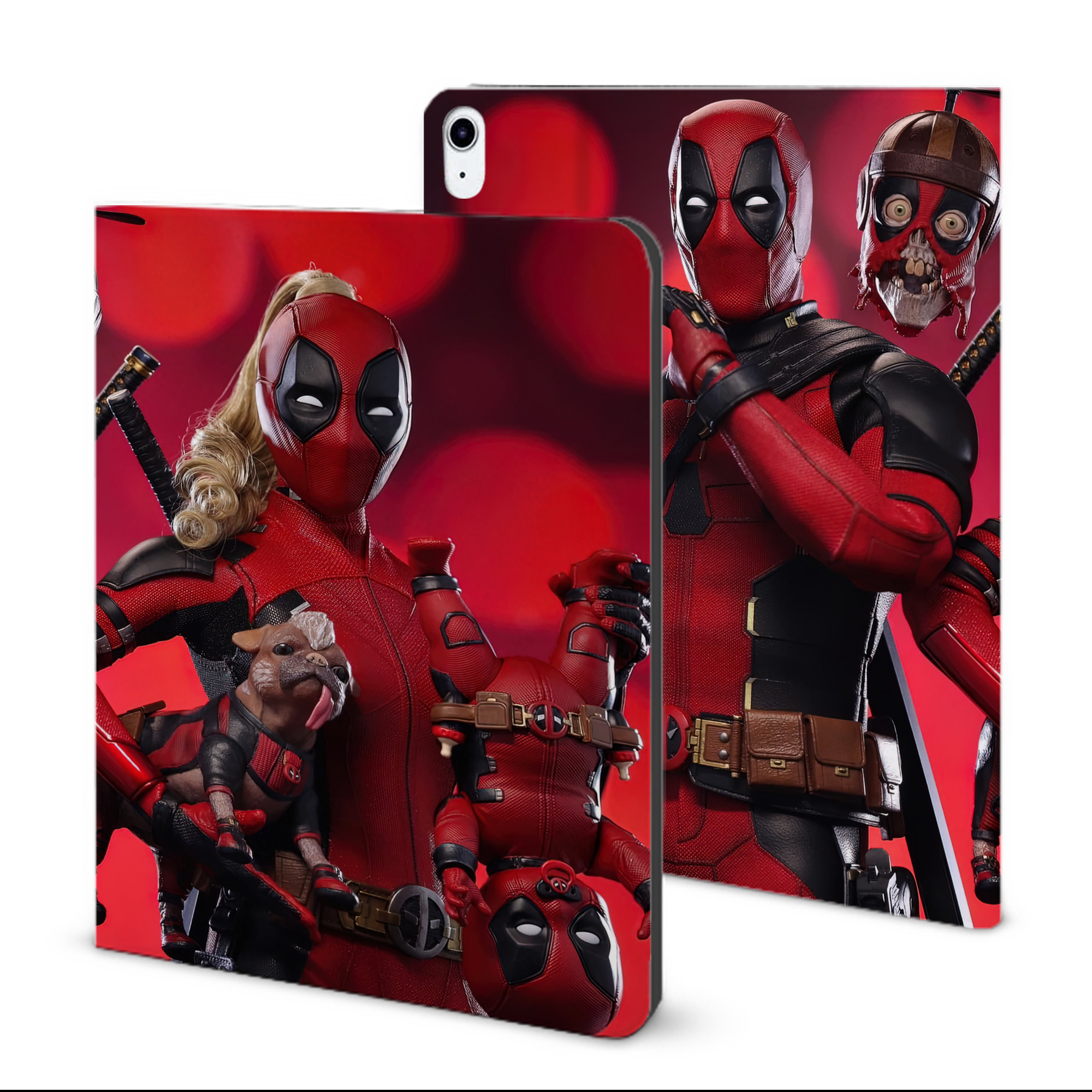 （画像用） Deadpool デッドプール IPad ケース ブック型 PUレザー TPU 耐衝撃 軽量 薄型 ペン収納なし 全面保護 IPad 各モデル対応